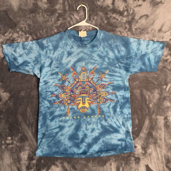 Vtg Ouray Colorado Aztec Shirt Adult Large Single Stitch 90's Blue Grand Canyon - Picture 1 of 6